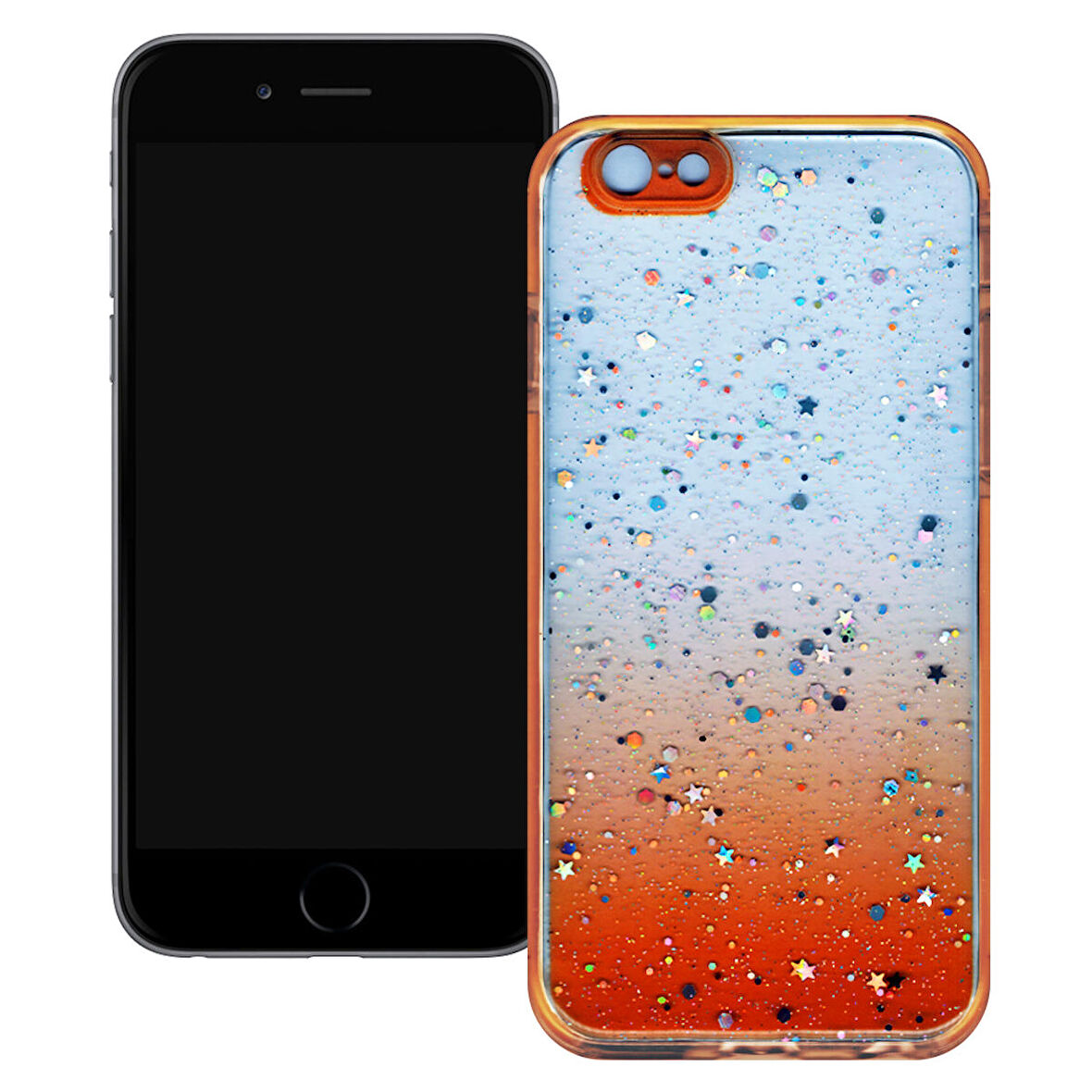 Apple Iphone 6/6S Simli Şeffaf Sert Slikon Kılıf