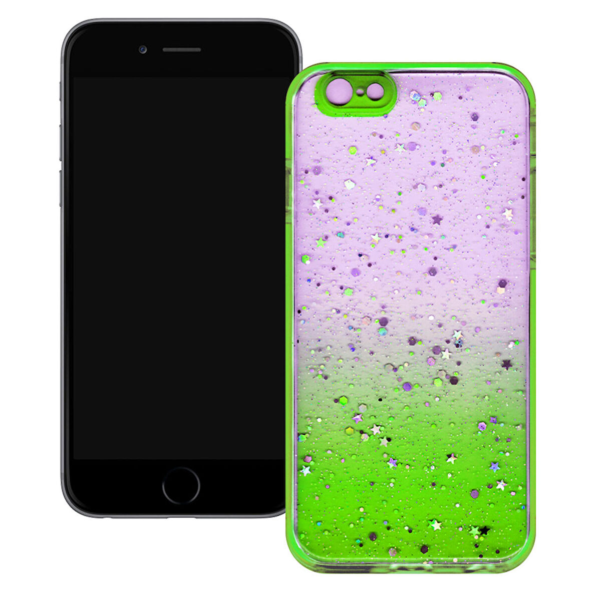 Apple Iphone 6/6S Simli Şeffaf Sert Slikon Kılıf