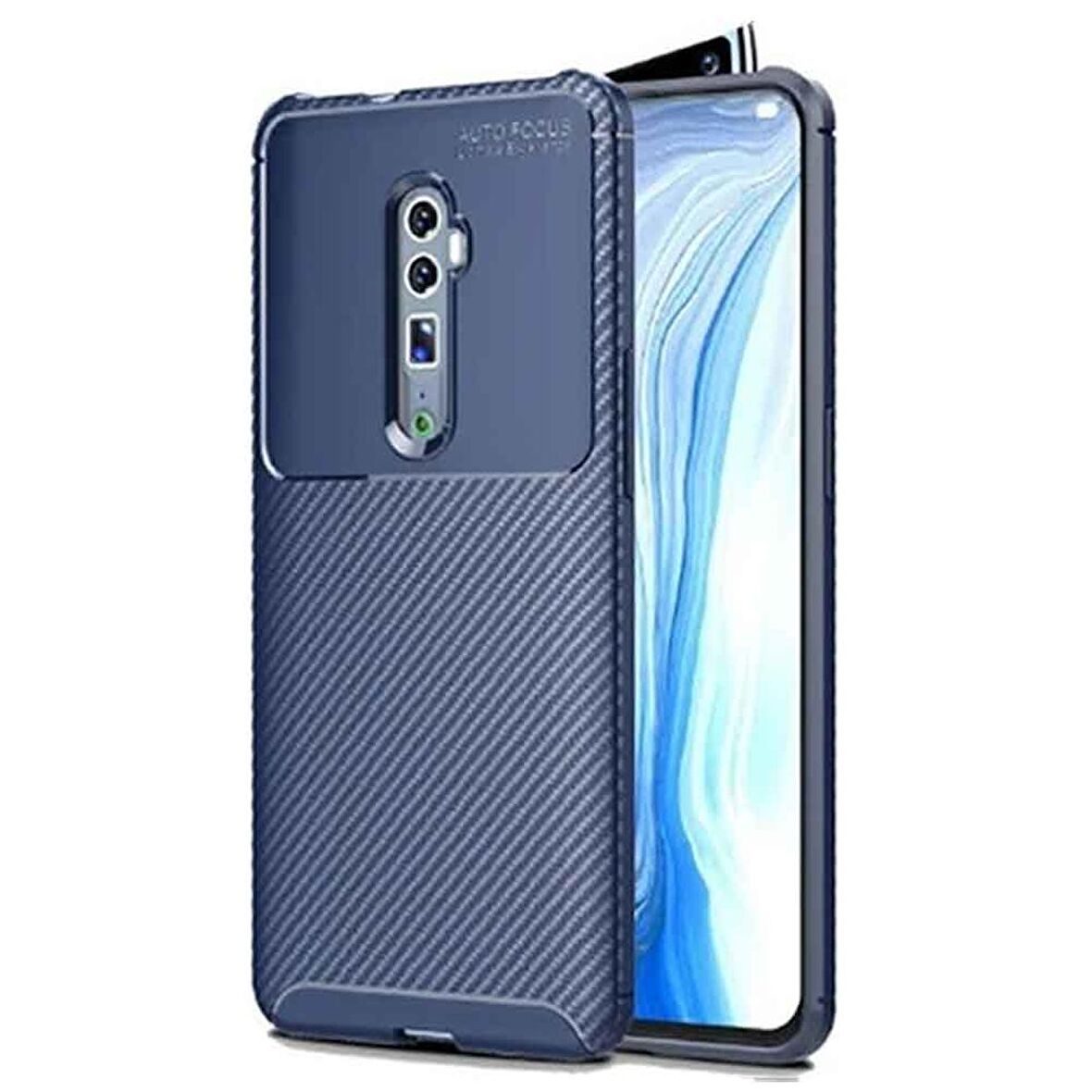 Oppo Reno 10X Zoom Karbon Desenli Negro Silikon Kılıf