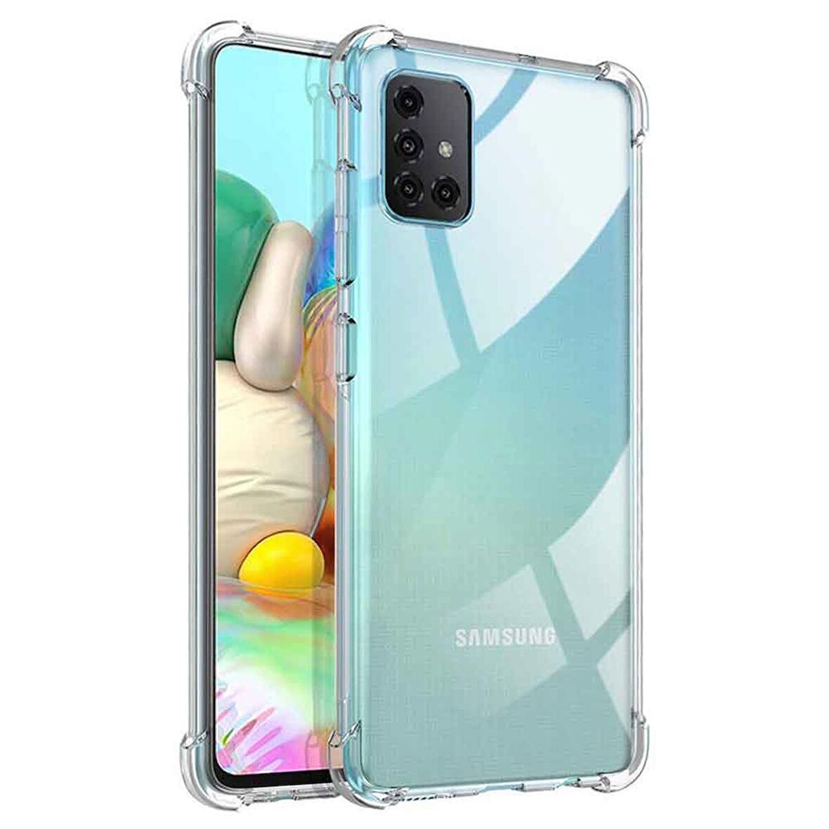 Samsung Galaxy A71 Shock Absorbing Darbe Emicili Şeffaf Silikon Kılıf