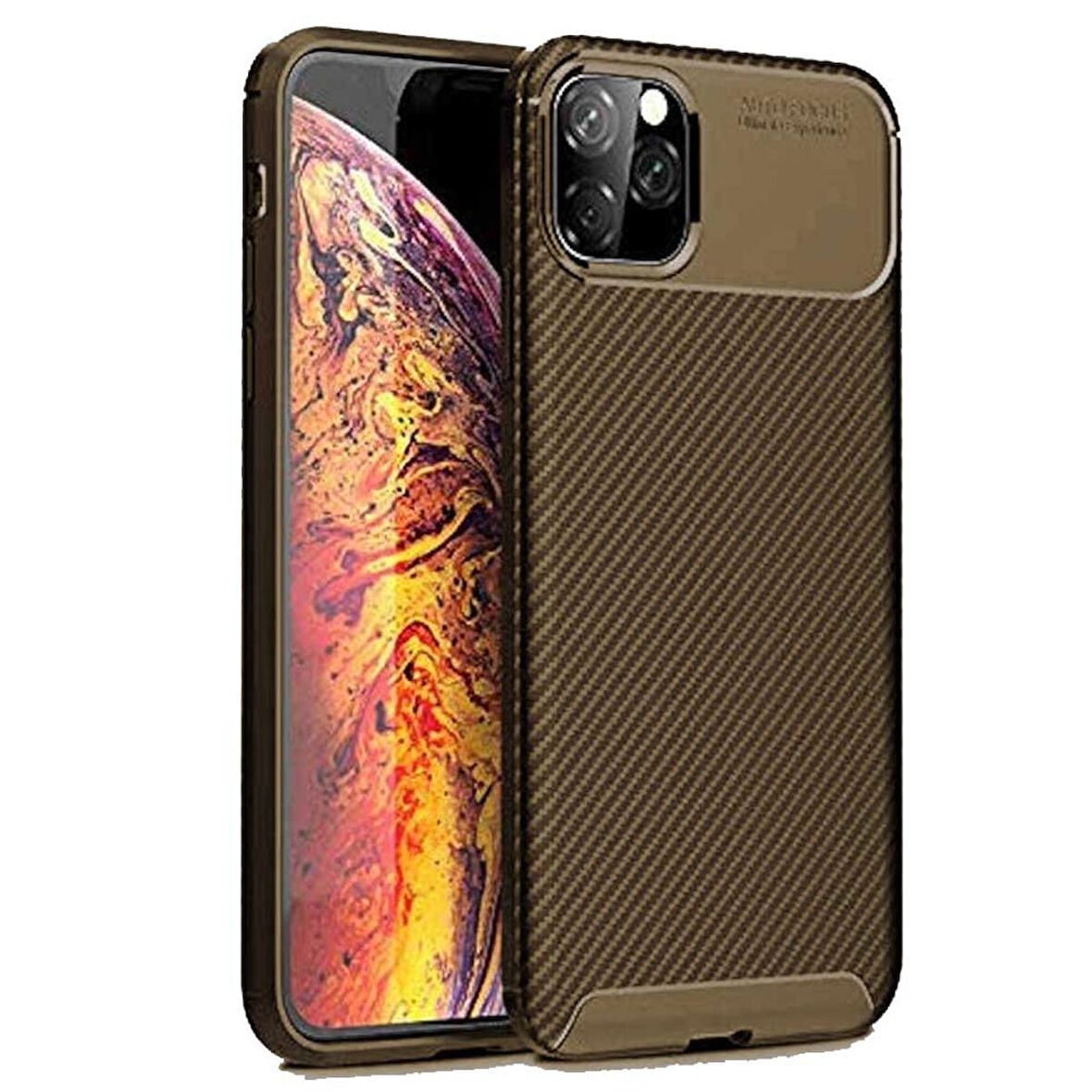 Apple iPhone 11 Pro Max Karbon Desenli Negro Silikon Kılıf