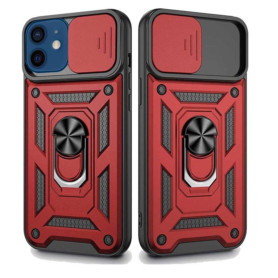 Apple iPhone 12 Uyumlu Kızaklı Kamera Korumalı Tank Kılıf