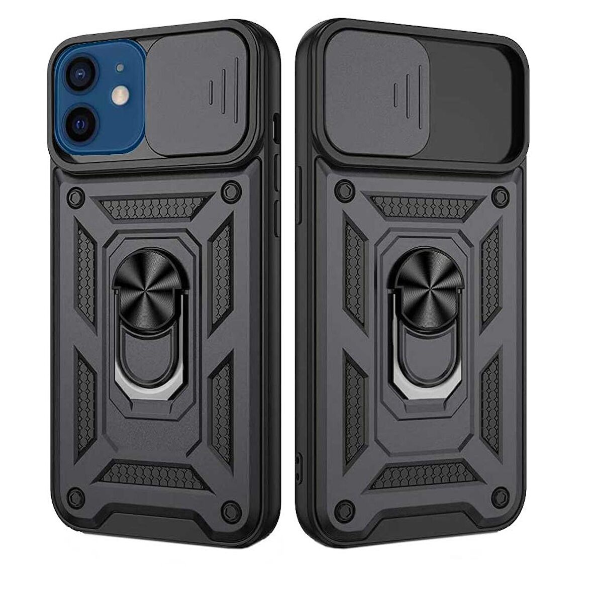 Apple iPhone 12 Uyumlu Kızaklı Kamera Korumalı Tank Kılıf