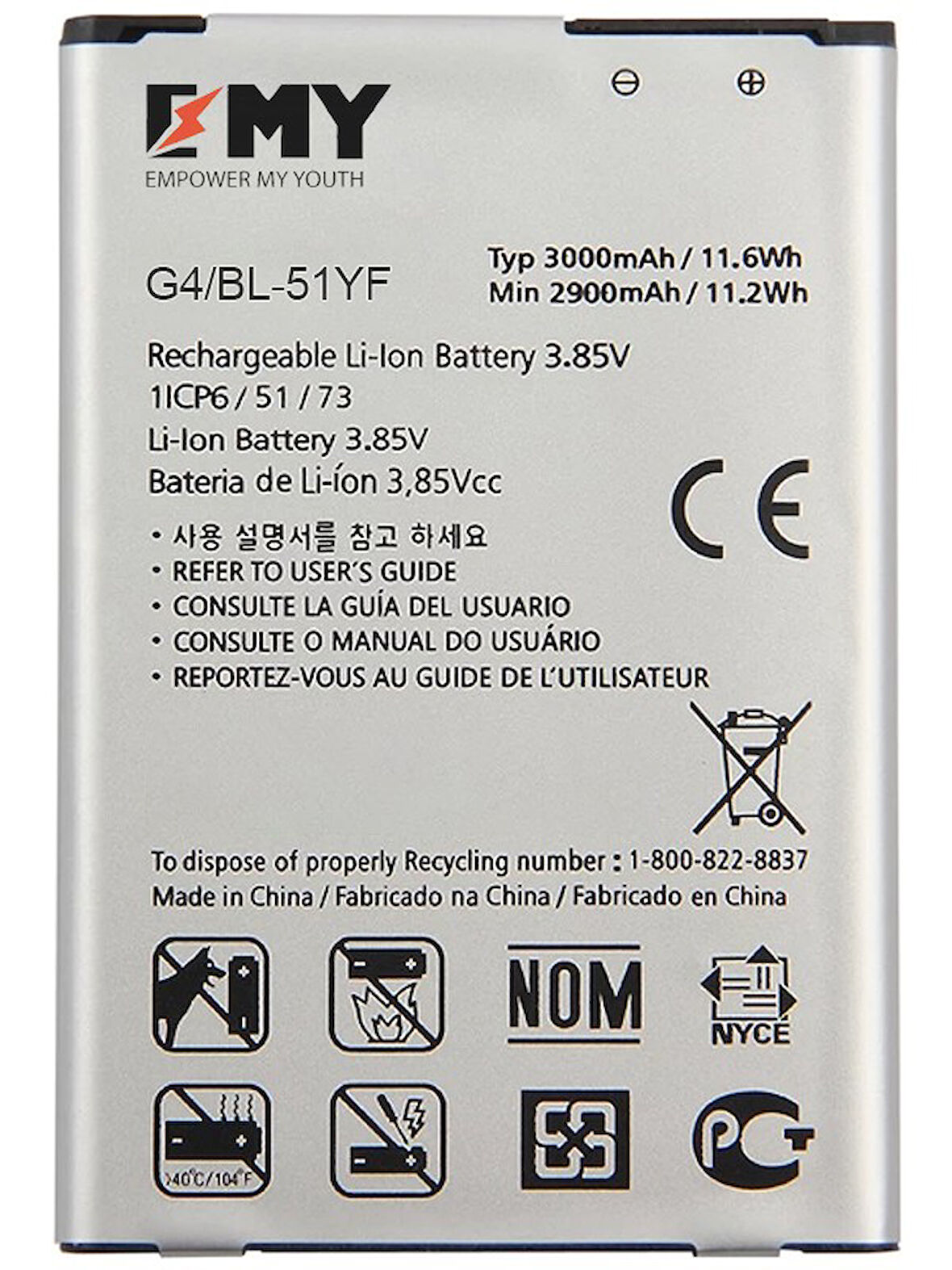 LG G4 Uyumlu EMY Batarya BL-51YF 3000 Mah