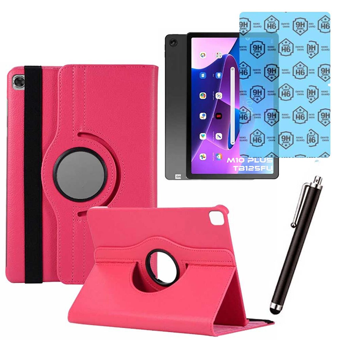 Lenovo Tab M10 Plus TB 125FU 3 Nesil Uyumlu Kılıf Ekran Koruyucu Ve Kalem Set