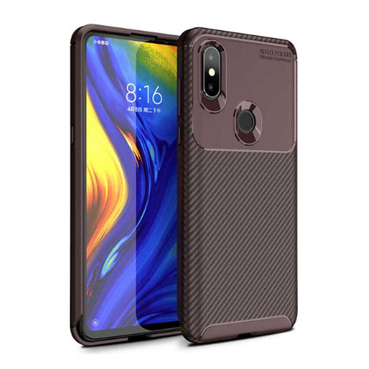 Xiaomi Mi Mix 3 Uyumlu Karbon Desenli Negro Silikon Kılıf