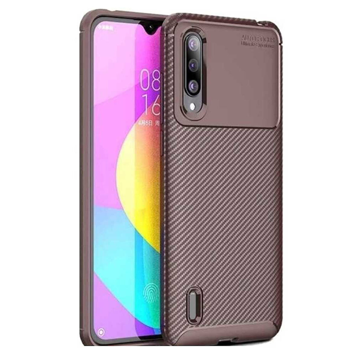 Xiaomi Mi 9 Lite Karbon Desenli Negro Silikon Kılıf