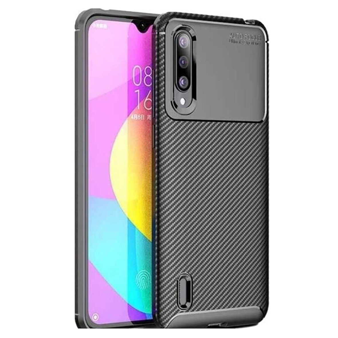 Xiaomi Mi 9 Lite Karbon Desenli Negro Silikon Kılıf
