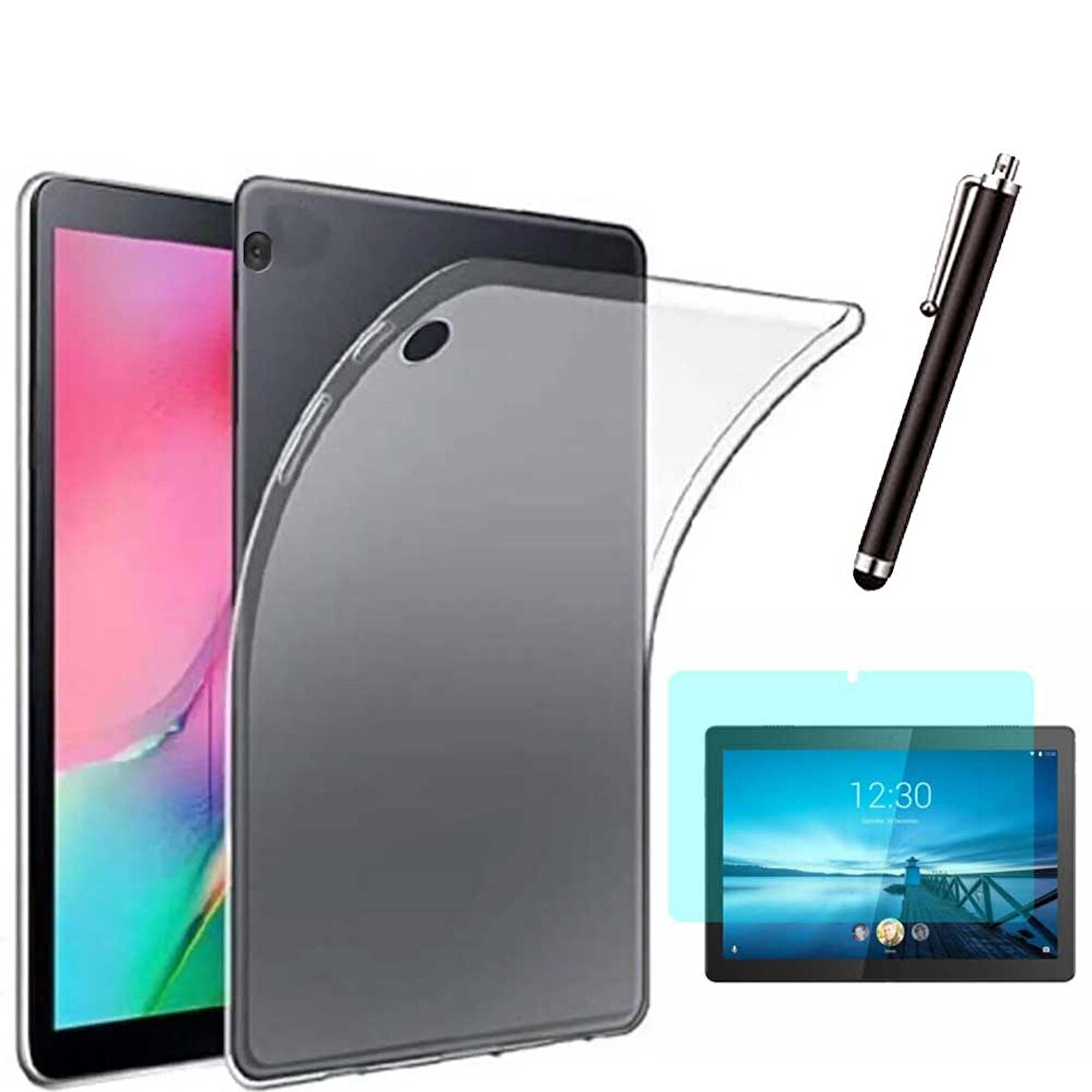 Lenovo Tab M10 TB X505F ve TB X605F Uyumlu Şeffaf Kılıf Cam Kalem Set