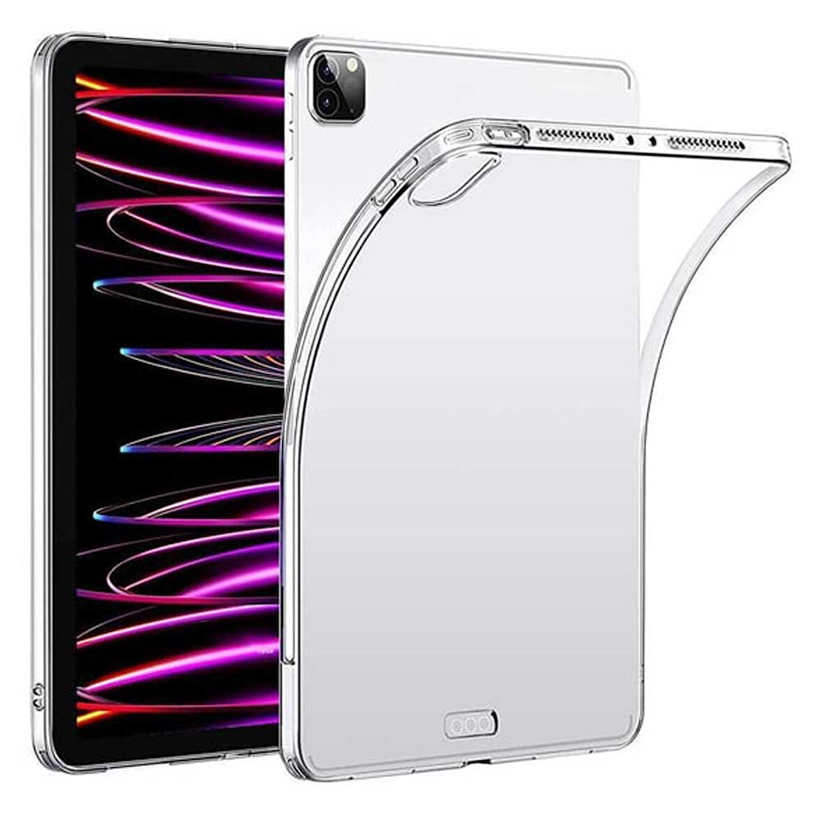 Apple iPad Pro 12,9 inç 4 / 5 / 6 Nesil Uyumlu Şeffaf Silikon Tablet Kılıfı