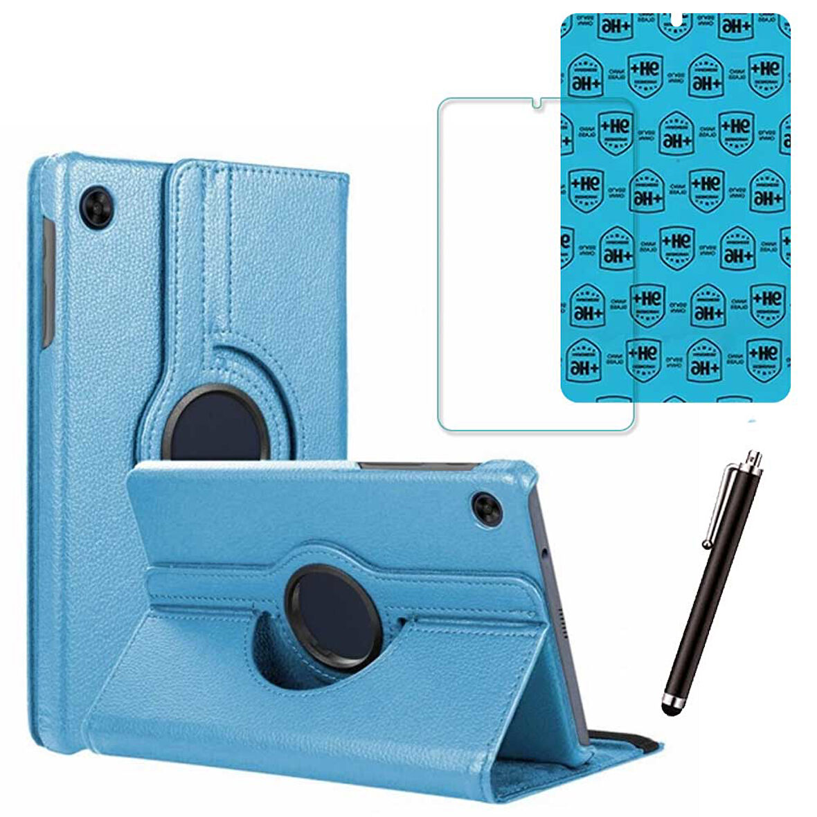 Samsung Galaxy Tab A9 X110 Uyumlu Tablet Kılıfı Cam Ekran Koruyucu Kalem Set