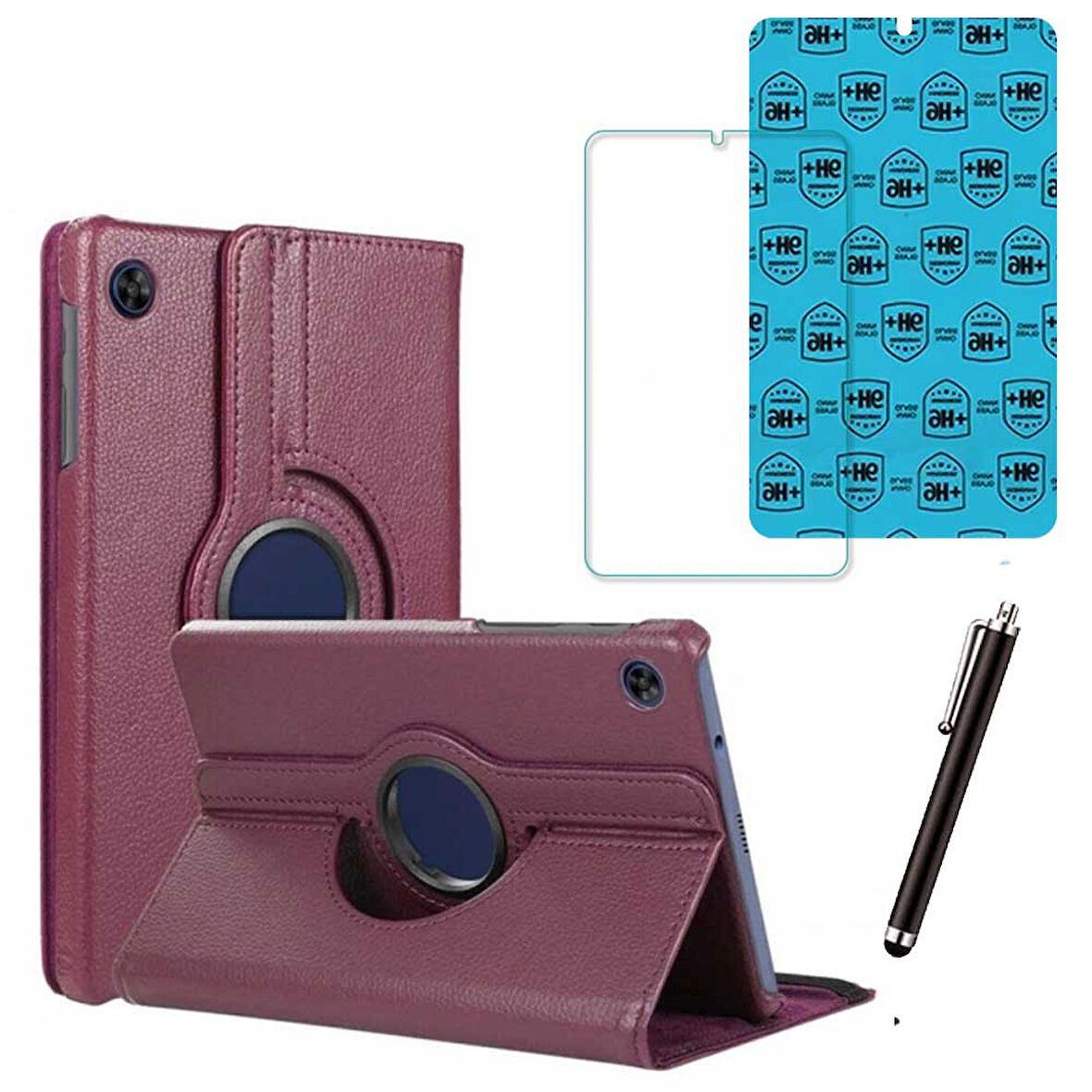 Samsung Galaxy Tab A9 X110 Uyumlu Tablet Kılıfı Cam Ekran Koruyucu Kalem Set