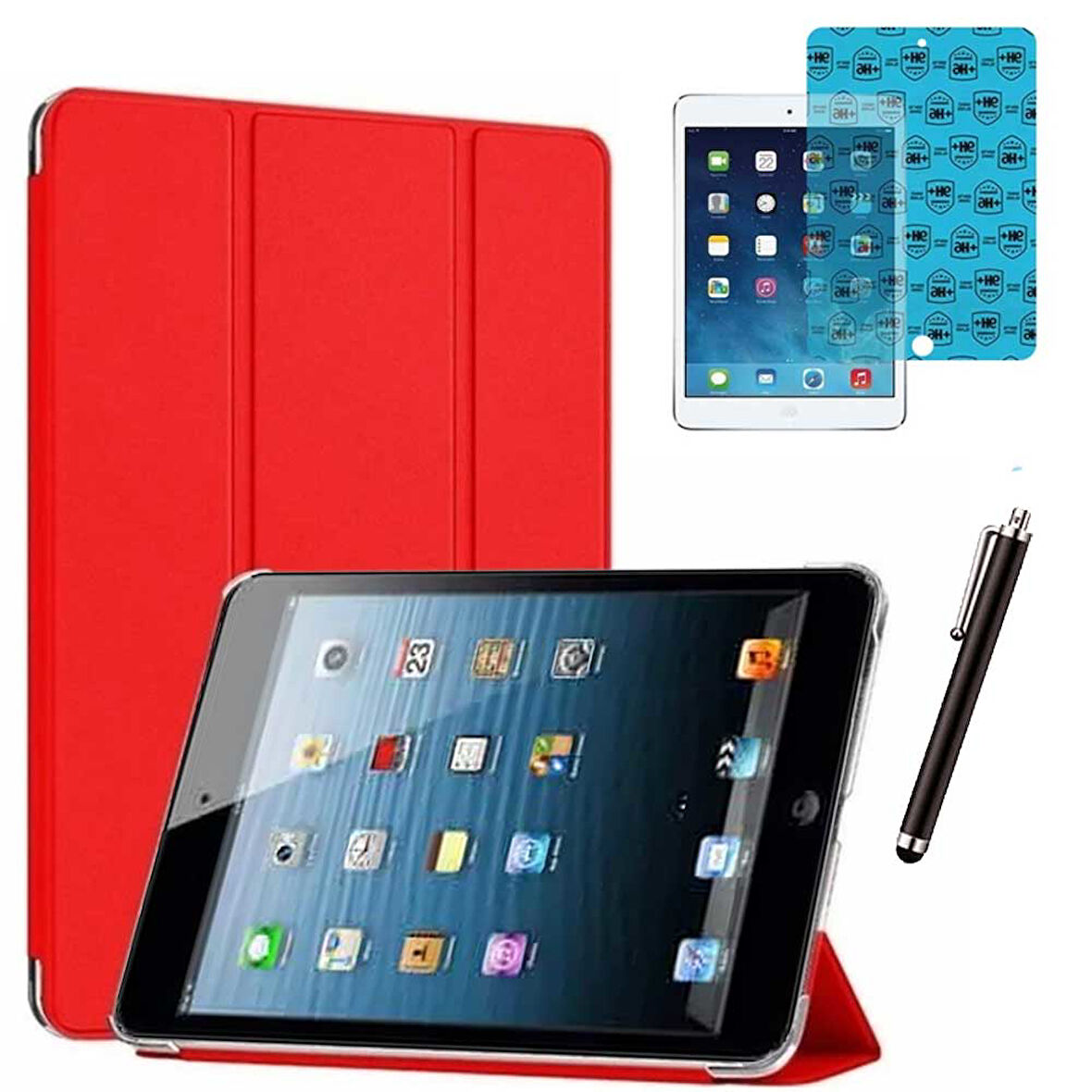 Apple iPad 5 ve 6 Nesil Uyumlu Smart Cover Tablet Kılıfı Ekran Koruyucu Kalem Set