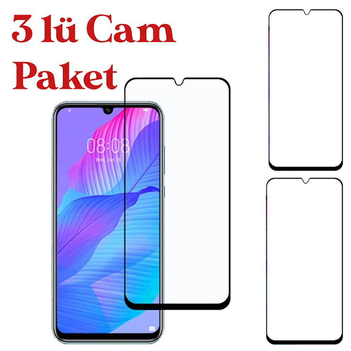 Huawei Y8P Uyumlu Tam Kaplayan 3D Seramik Nano Cam Ekran Koruyucu 3 lü Paket