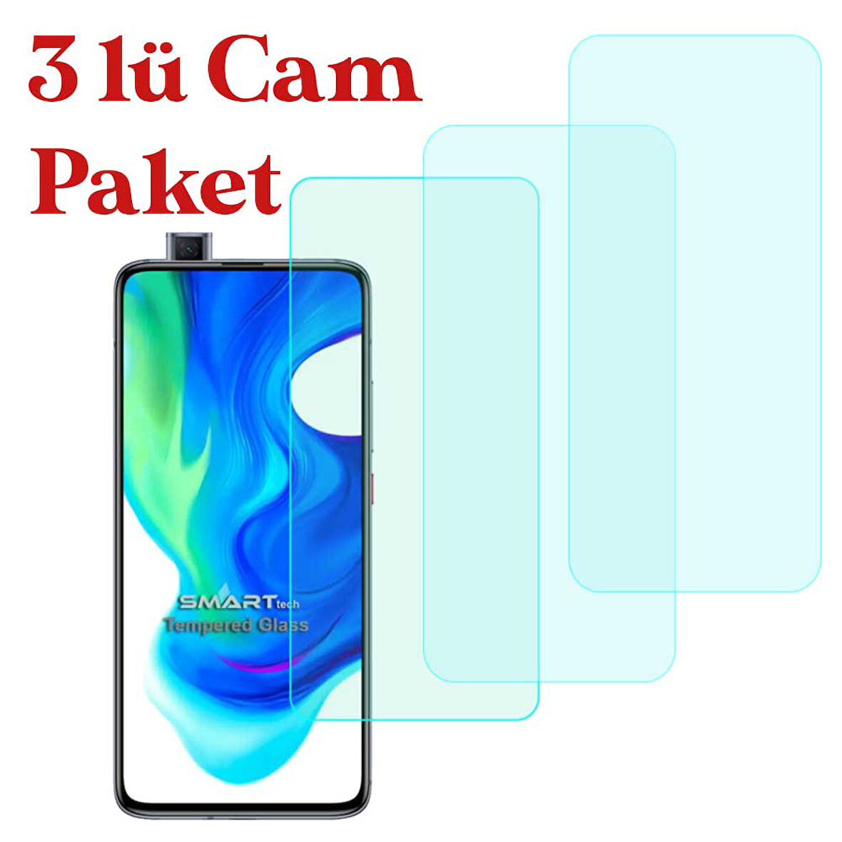 Poco F2 Pro Uyumlu Temperli Kırılmaz Cam Ekran Koruyucu 3 lü Set