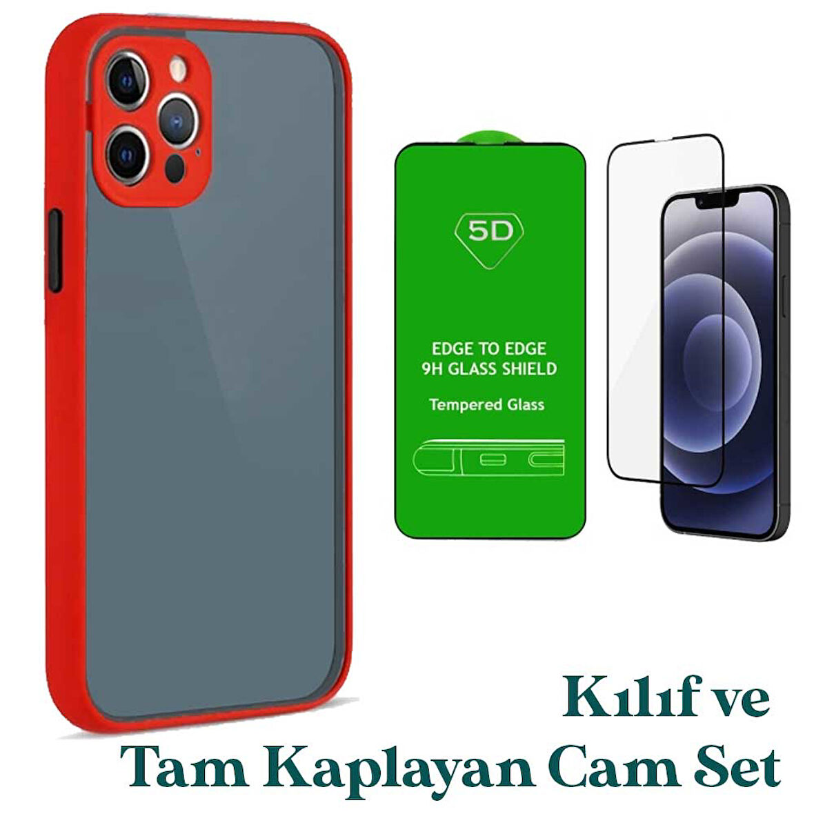 Apple iPhone 11 Pro Max Uyumlu Montreal Kılıf Ve Tam Kaplayan Cam Set