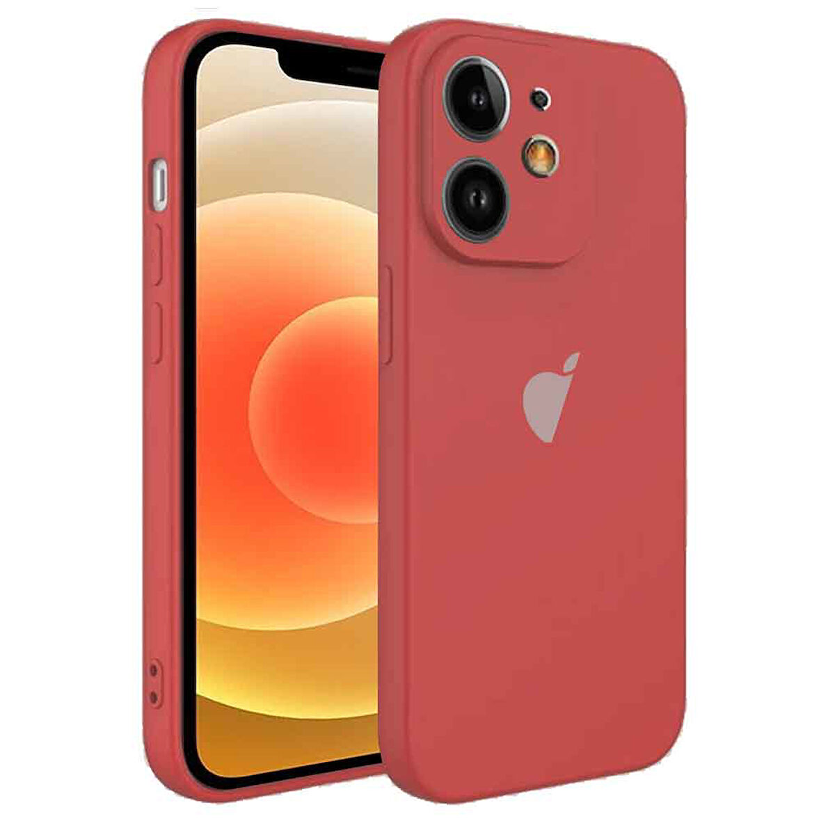 Apple iPhone 12 Uyumlu Kamera Korumalı Silikon İçi Kadife Lansman Kılıf
