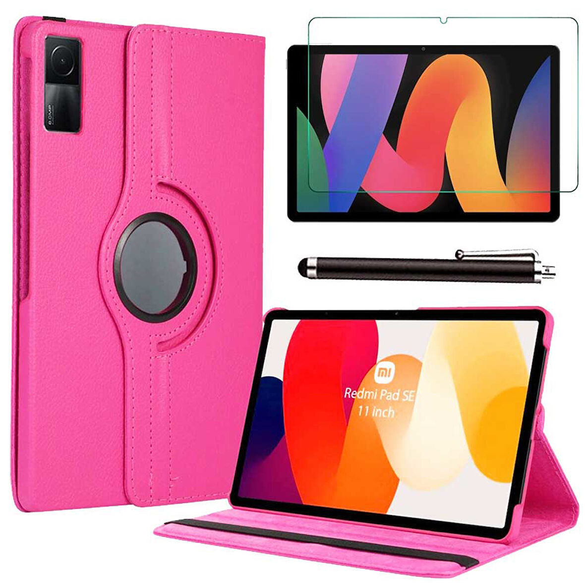 Xiaomi Redmi Pad SE 11 Uyumlu Tablet Kılıfı Cam Ekran Koruyucu Kalem Set