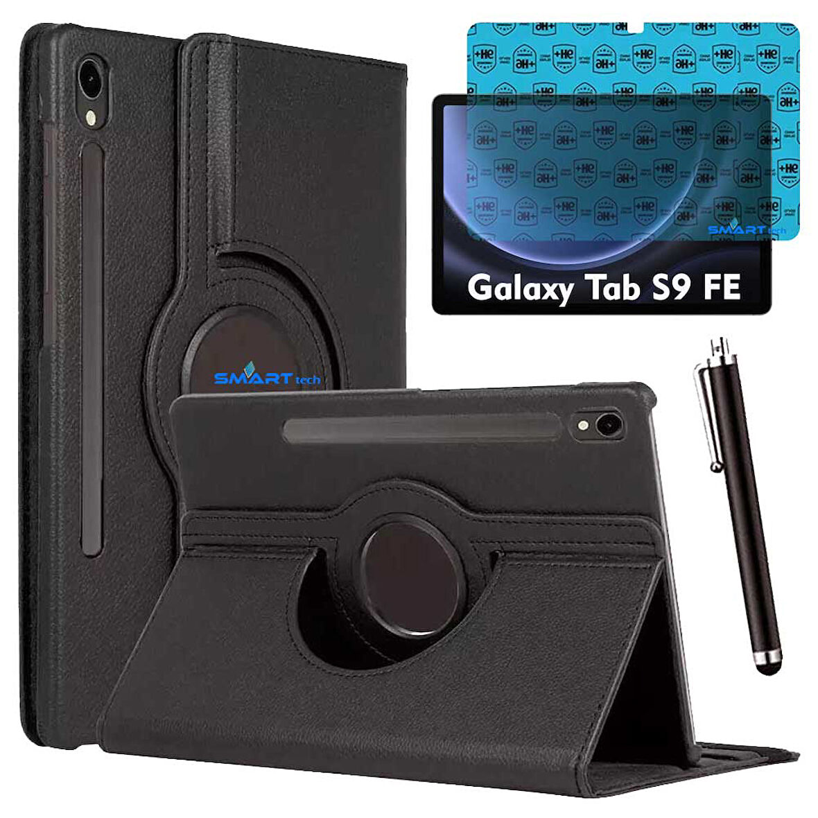Samsung Galaxy Tab S9 FE Uyumlu Tablet Kılıfı Ekran Koruyucu Kalem Set