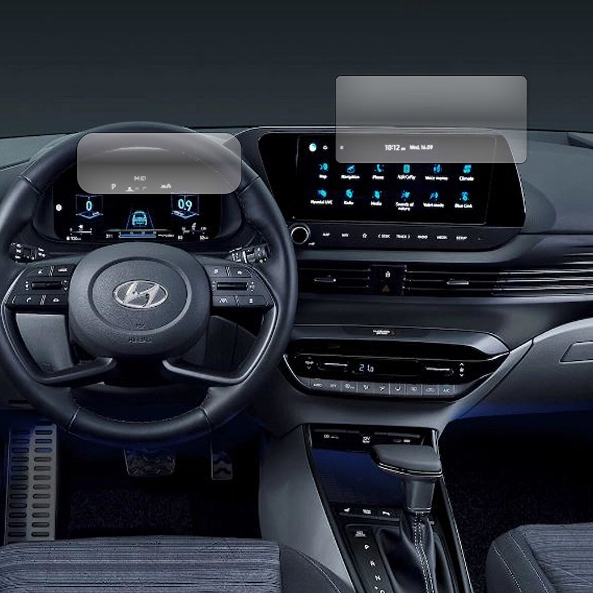 Hyundai Bayon Gösterge ve Multimedya Paneli Uyumlu Nano Cam Ekran Koruyucu Set