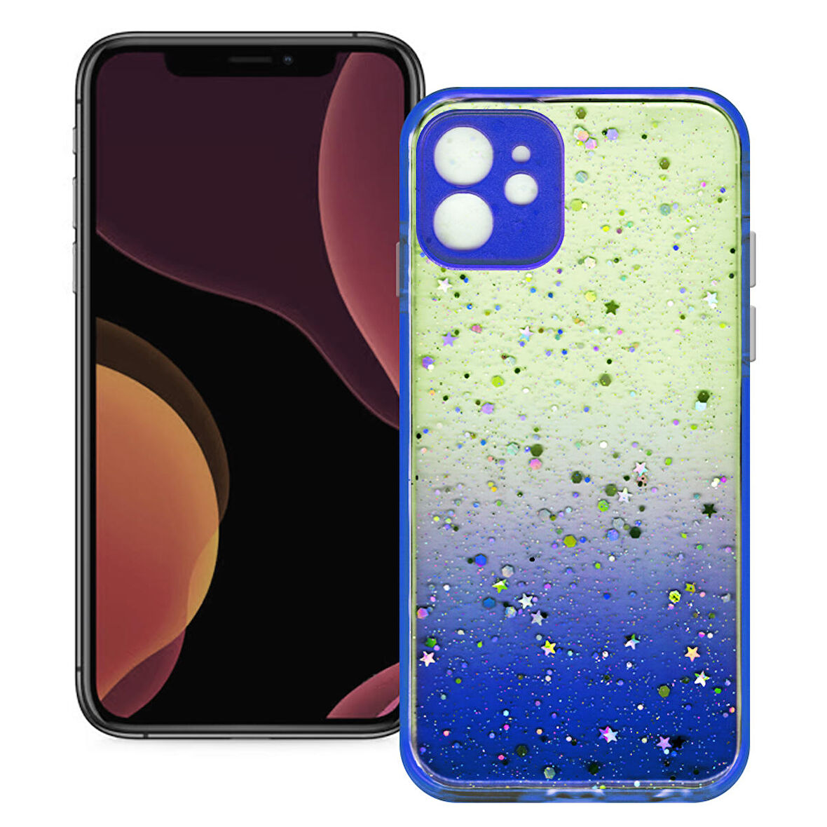 Apple Iphone 12 Mini Simli Şeffaf Sert Slikon Kılıf