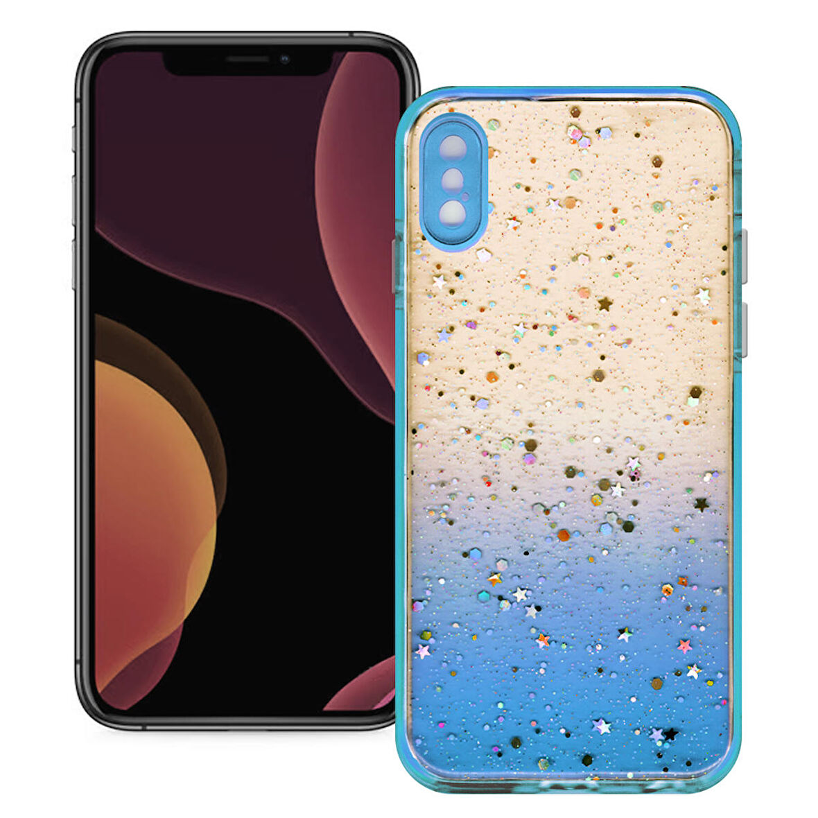 Apple Iphone X/XS Simli Şeffaf Sert Slikon Kılıf
