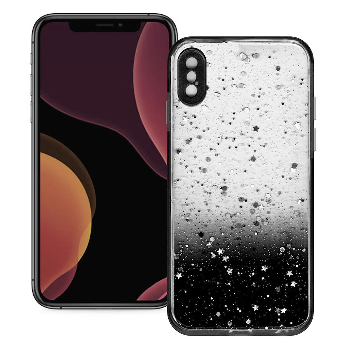 Apple Iphone X/XS Simli Şeffaf Sert Slikon Kılıf