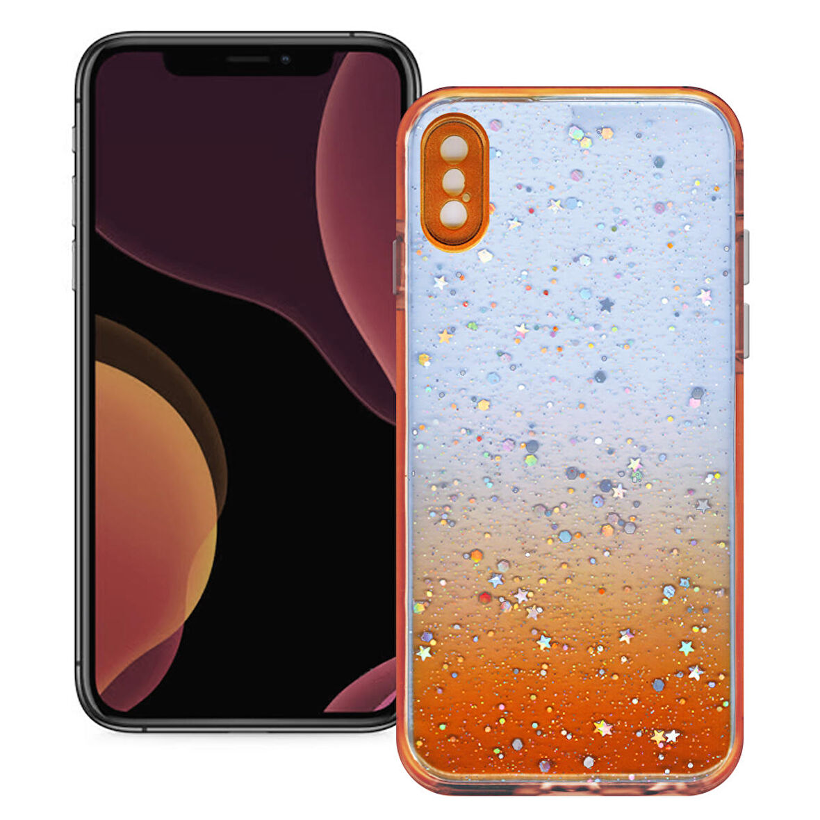 Apple Iphone X/XS Simli Şeffaf Sert Slikon Kılıf