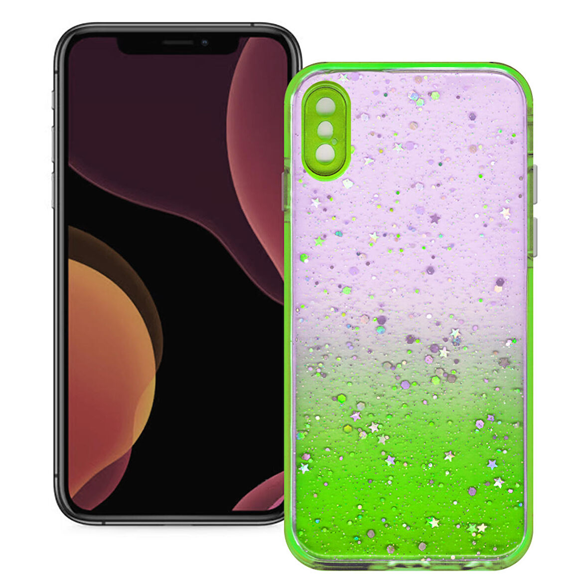 Apple Iphone X/XS Simli Şeffaf Sert Slikon Kılıf