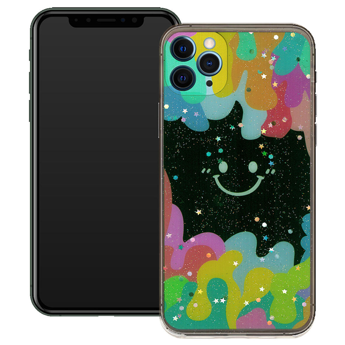 Apple Iphone 11 Pro Max  Gülen Yüz Sert Slikon Kılıf
