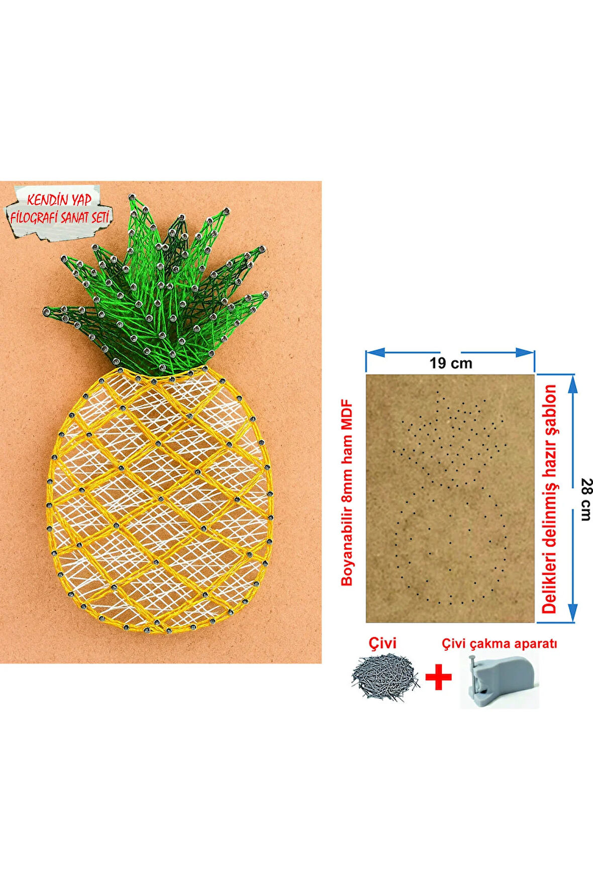 İp Sanatı Dikkat Geliştirici el becerisi Çocuk Montessori Eğitimi Filografi Hazır Set Ananas