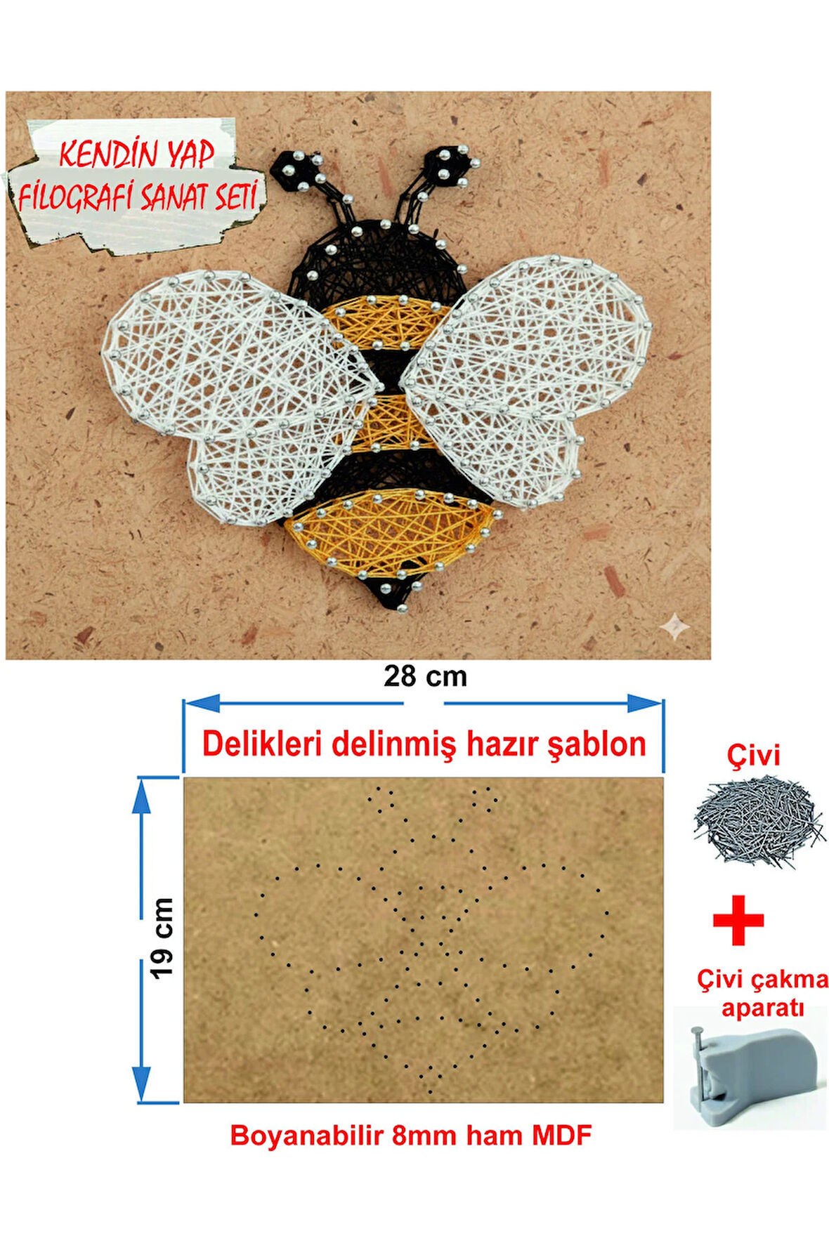 İp Sanatı Dikkat Geliştirici el becerisi Çocuk Montessori Eğitimi Filografi Hazır Set Arı
