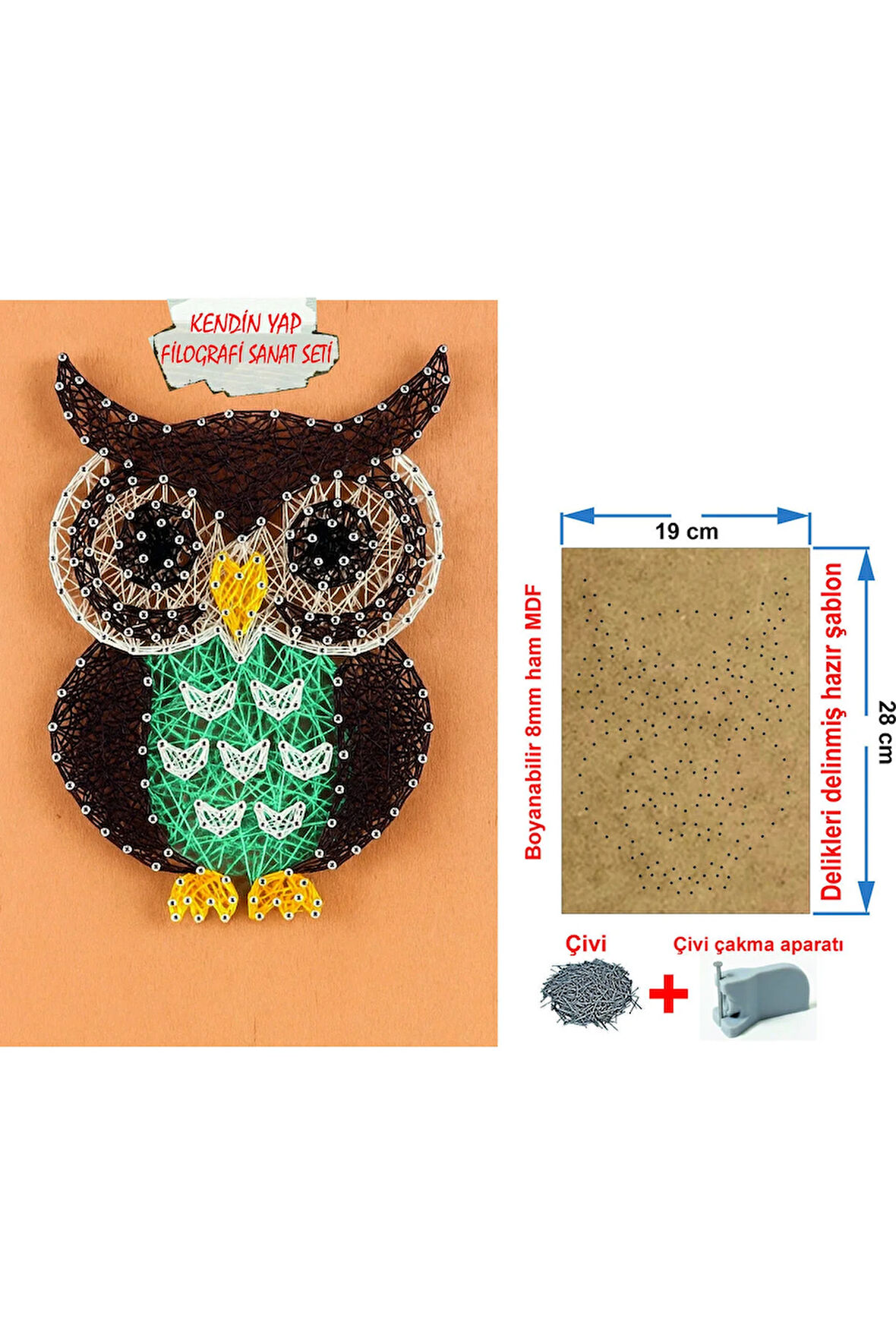 İp Sanatı Dikkat Geliştirici el becerisi Çocuk Montessori Eğitimi Filografi Hazır Set Baykuş