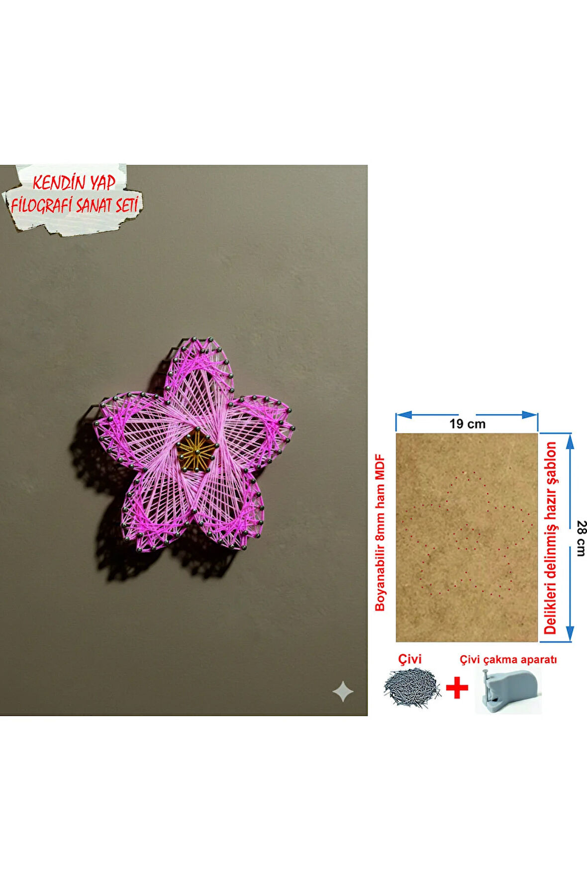 İp Sanatı Dikkat Geliştirici el becerisi Çocuk Montessori Eğitimi Filografi Hazır Set Çiçek