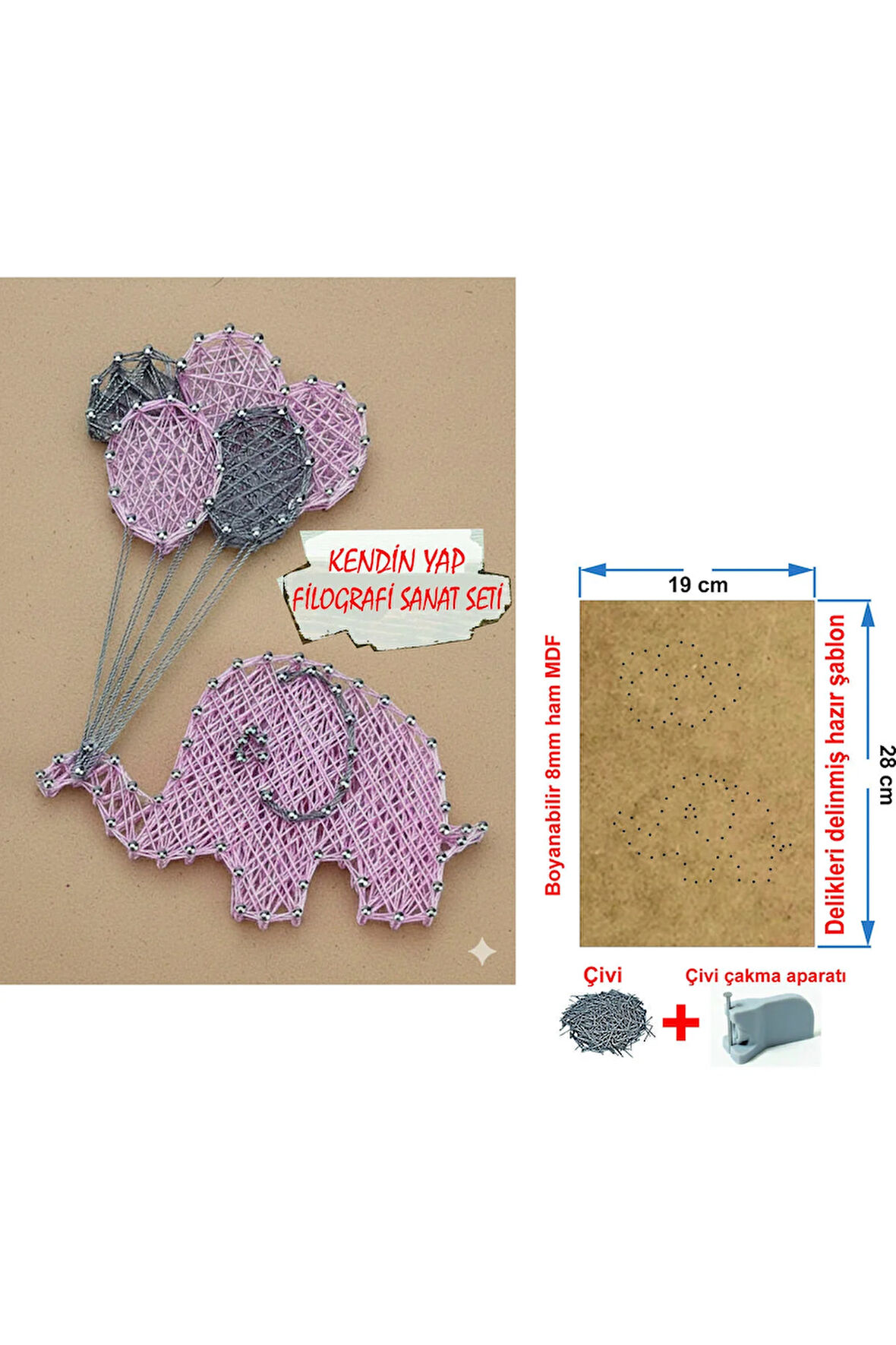 İp Sanatı Dikkat Geliştirici el becerisi Çocuk Montessori Eğitimi Filografi Hazır Set Fil