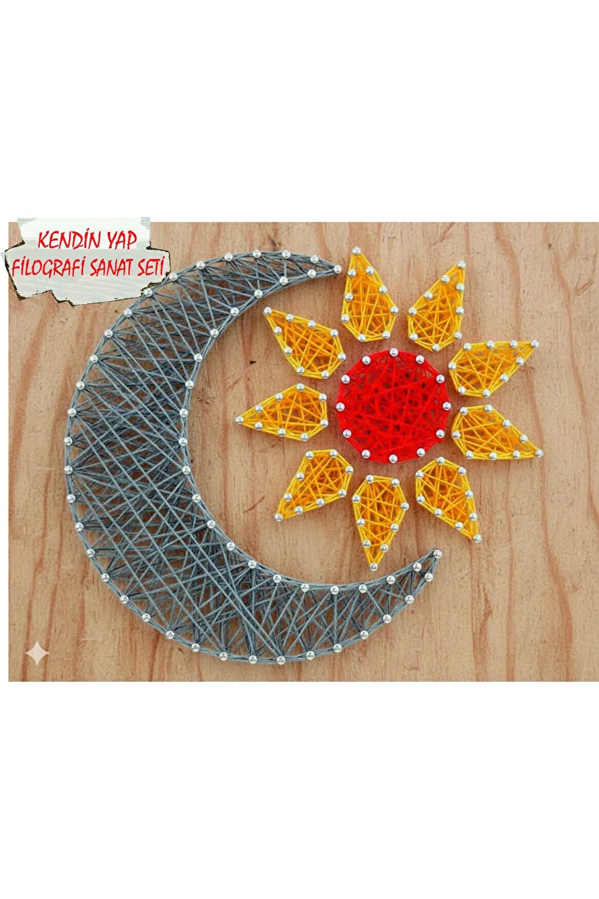 İp Sanatı Dikkat Geliştirici el becerisi Çocuk Montessori Eğitimi Filografi Hazır Set Ay-Güneş