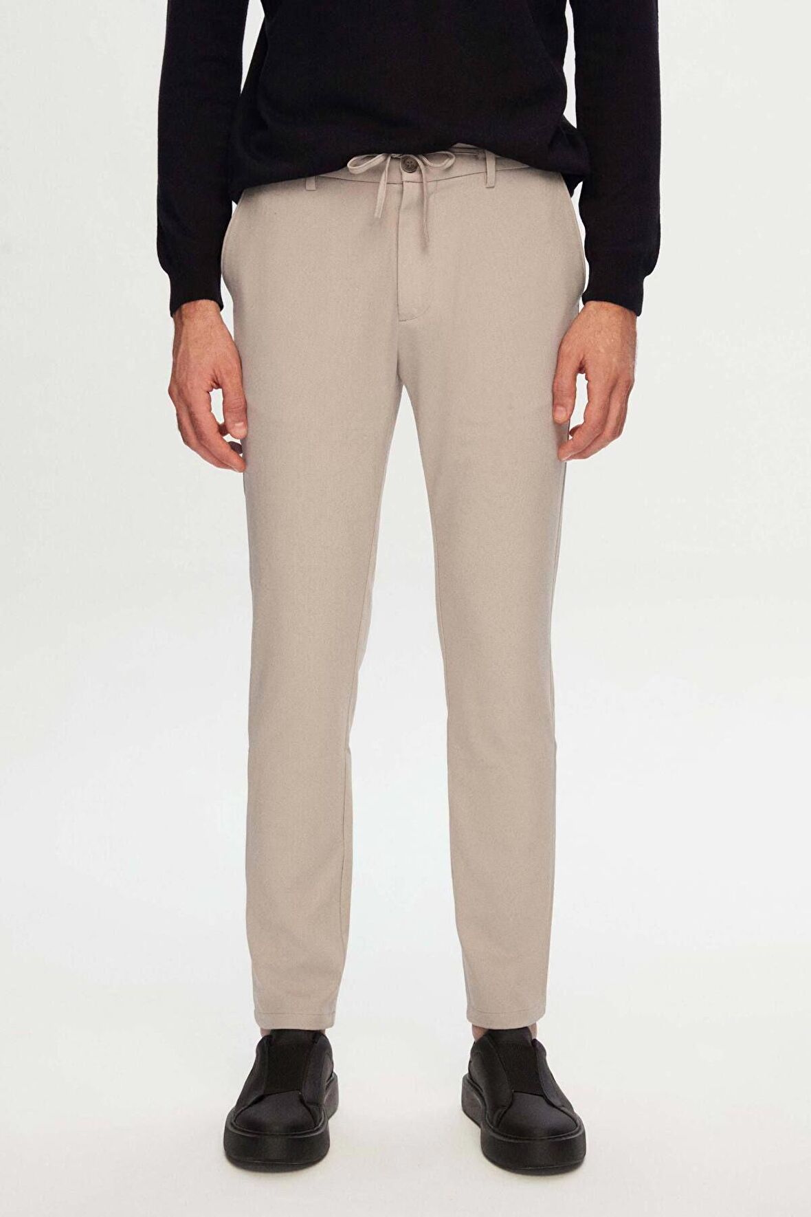 Ds Damat Slim Fit Bej Düz Jogger Pantolon