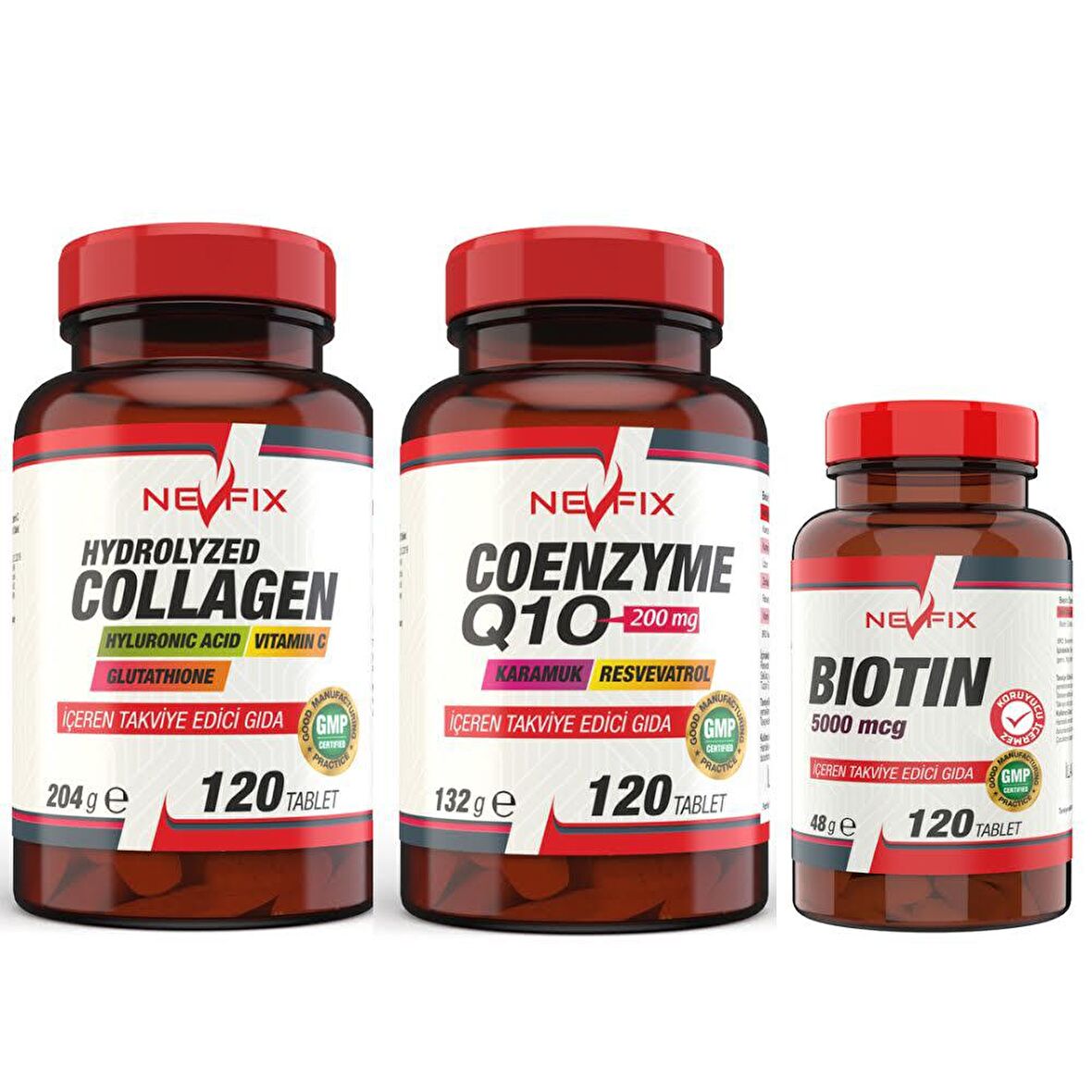 Coenzyme Q 10 120 Tablet Kolajen 120 Tablet Biotin 120 Tatlet