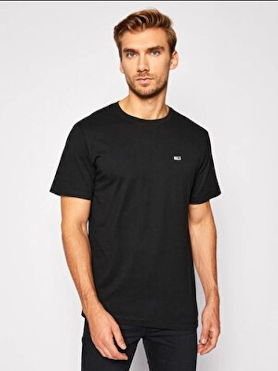 Tommy Hilfiger siyah düz erkek T-SHIRT