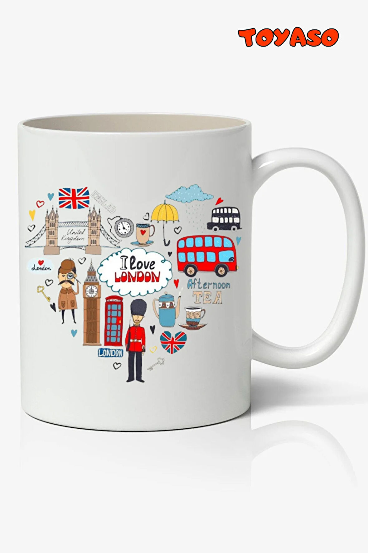 Londra İngiltere London Kalp Temalı Beyaz Kupa Bardak Arkadaşa Sevgiliye Hediye