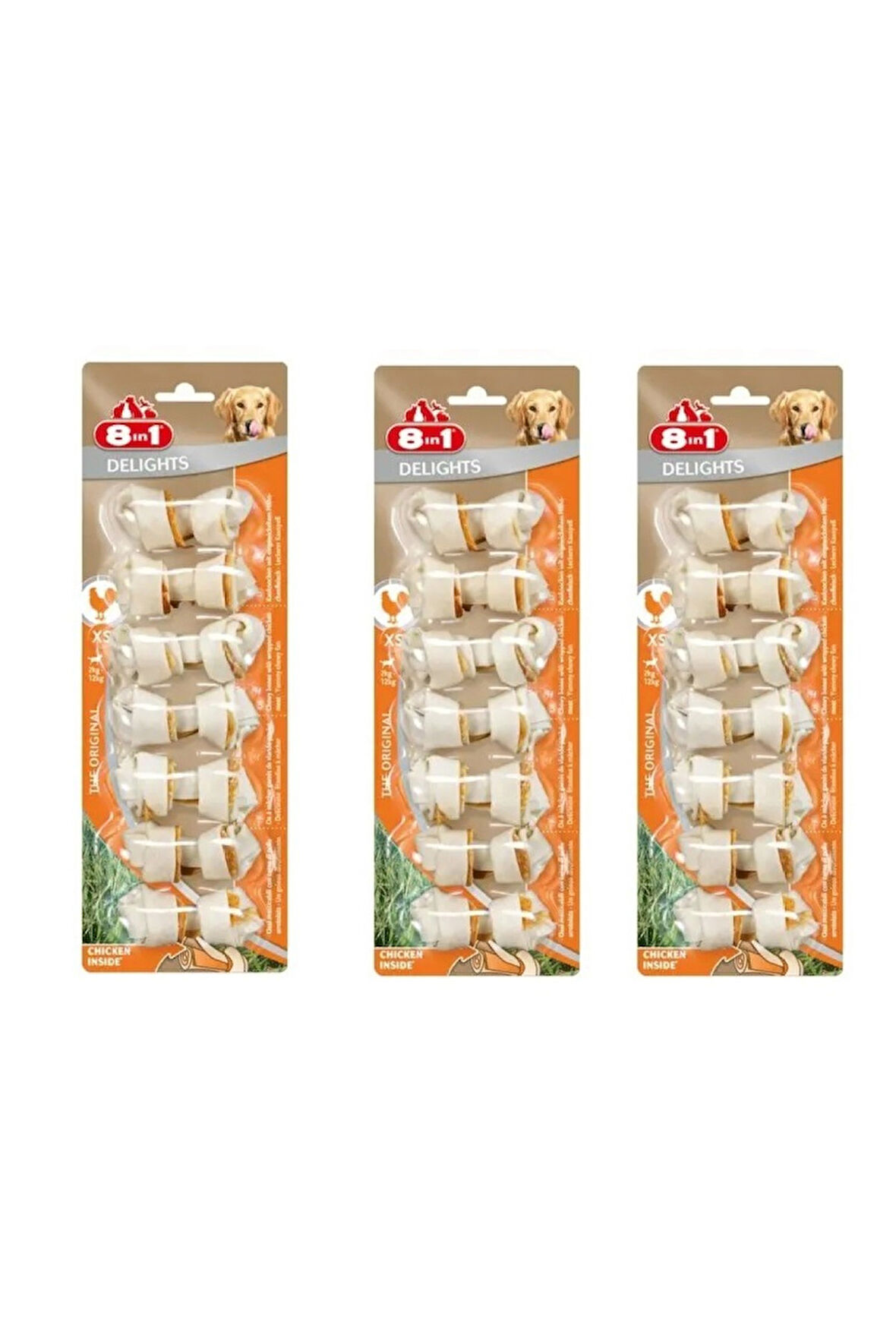 8in1 Delights Bones Tavuklu Xs Köpek Ödül Kemiği 7 Li X 3 Adet