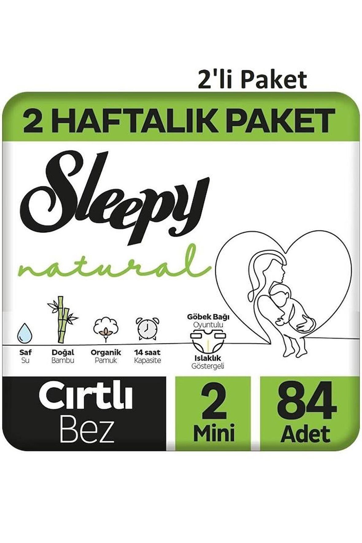 Sleepy Natural 2 Haftalık Paket Bebek Bezi 2 Numara Mini 168'li