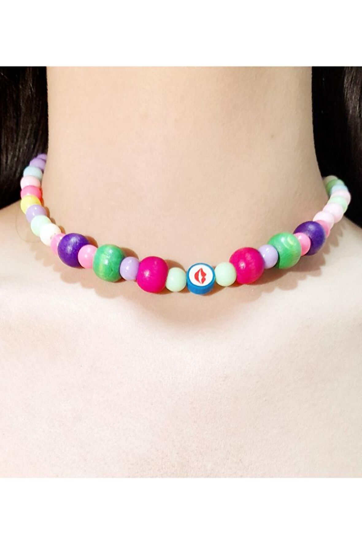 Renkli Boncuklu Emojili Çocuk Kolyesi
