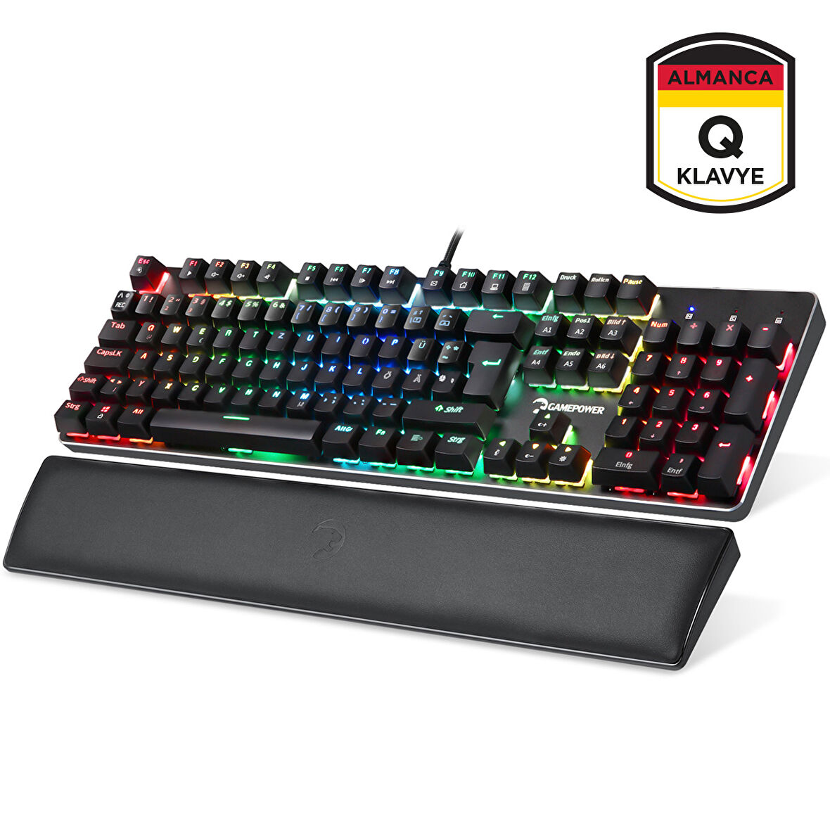GamePower Ogre RGB 60M Blue Switch Almanca Q USB Mekanik Gaming Klavye