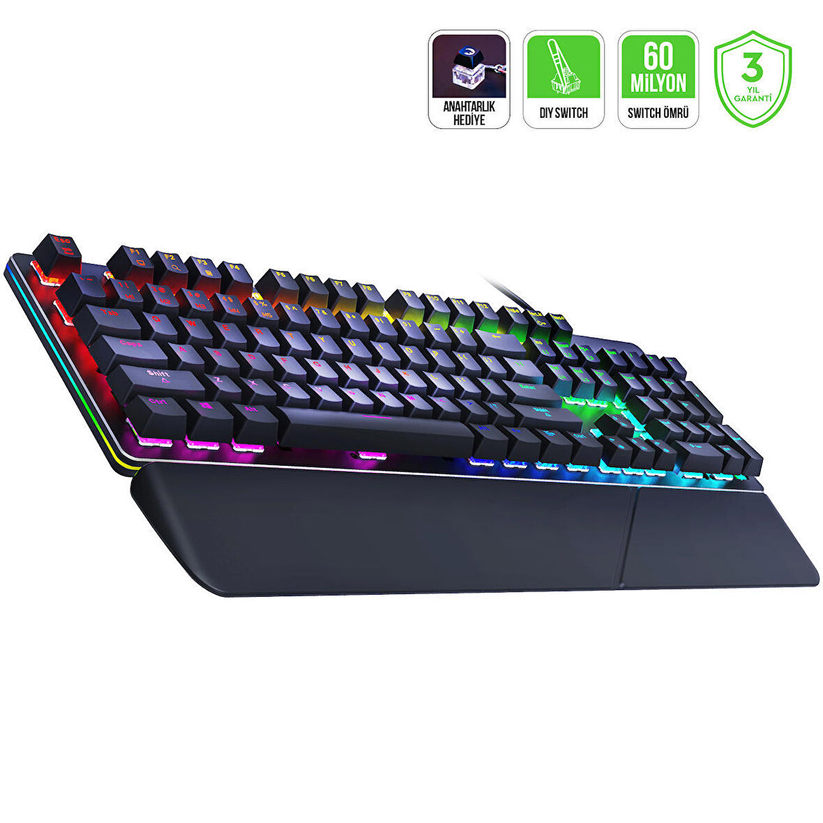 GamePower Calypso V2 RGB Optik Su ve Toza Dayanıklı Mekanik Red Switch USB DIY Gaming Klavye