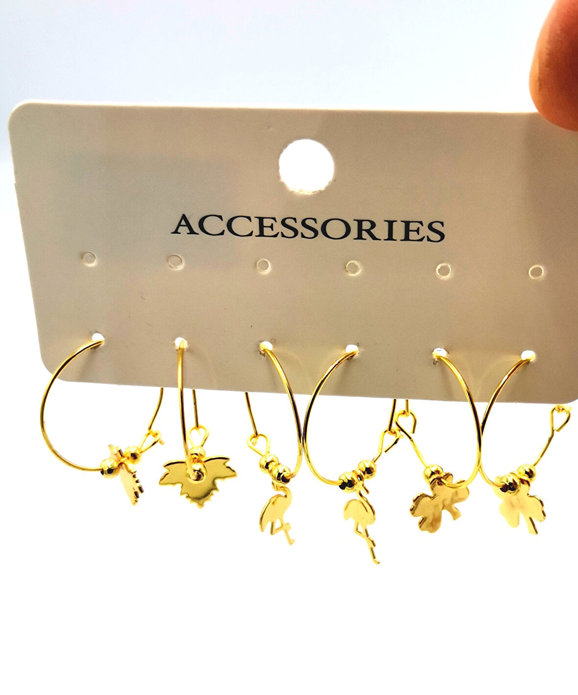 Gold Renk Figürlü Çoklu Küpe