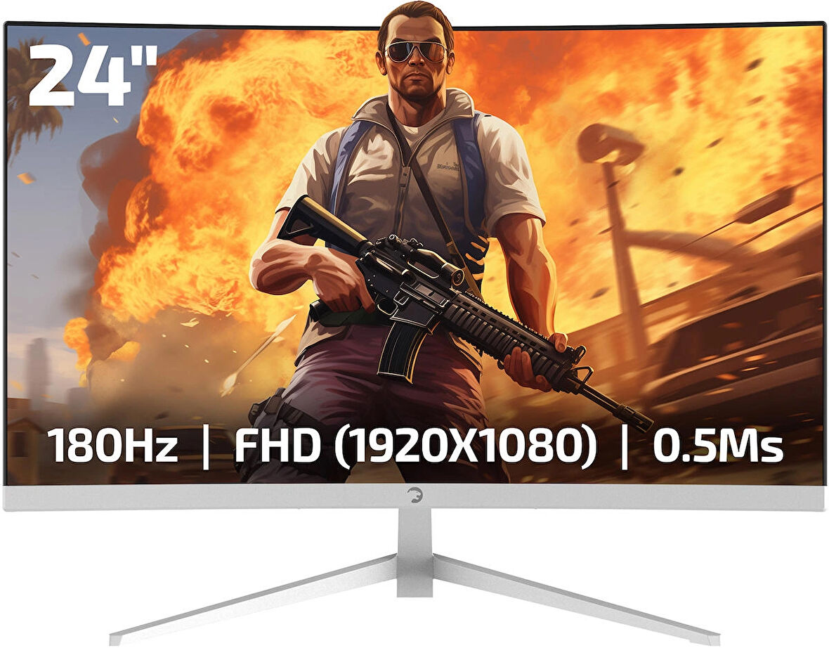 GamePower Vivid T40 24'' 1800R Curved RGB Beyaz 180Hz 0.5ms FHD Va Panel 2x2W Speaker Gaming Monitör (Sıfır Ölü Piksel Garantili)