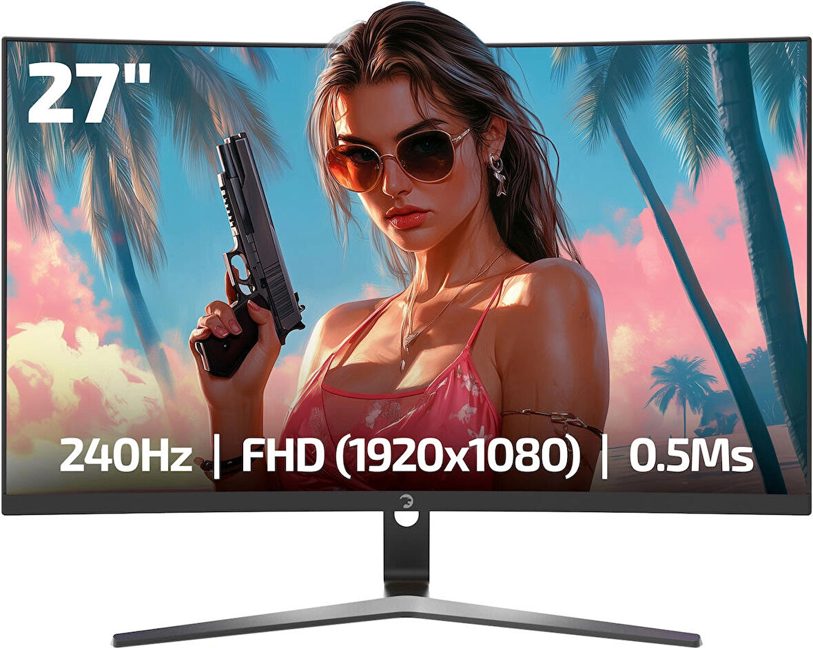 GamePower Vivid V60 27" Curved RGB 240Hz 0.5ms FHD 1500R 2x2W Speaker VA Gaming Monitör (Sıfır Ölü Piksel Garantili)
