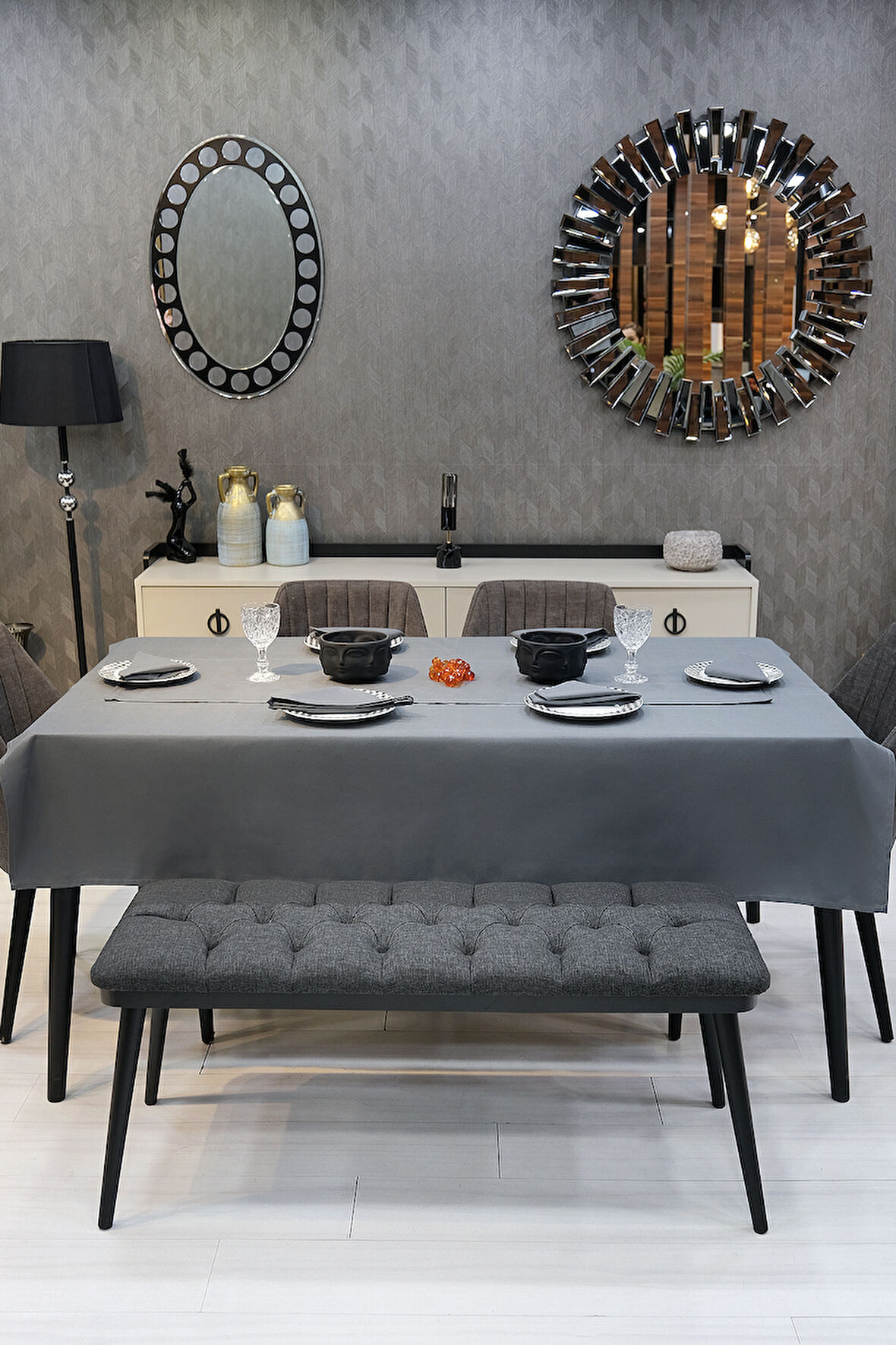 Dream 8 Parça Masa Örtüsü Seti Çeyiz seti (Salon Masa Örtüsü, Runner, 6'lı Peçete)
