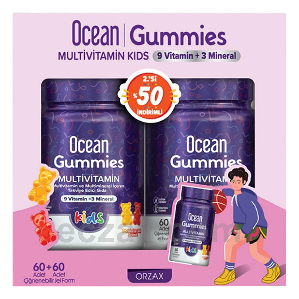 OCEAN GUMMİES MULTİVİTAMİN 2.Sİ %50 İNDİRİMLİ 60+60 ÇİĞNENEBİLİR JEL FORM